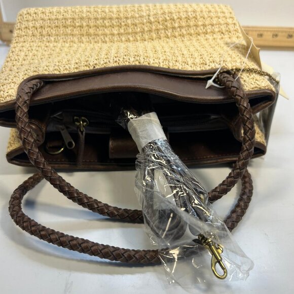 Relic Straw Women's Woven Tote Bag Leather Handles Summer Beach Shoulder Purse - Picture 2 of 3